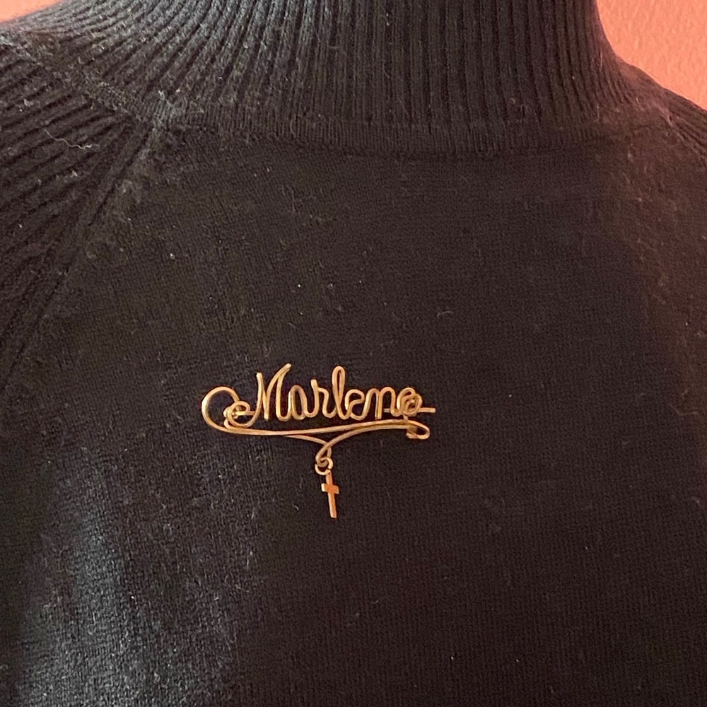 Vintage 50s name pin brooch Marlene cross